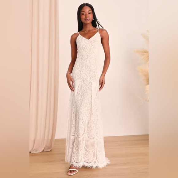 Lulus Dresses & Skirts - Flynn White Lace Maxi Dress | XS, NWT | Wedding, Bridal, Boho, Floral, Mermaid